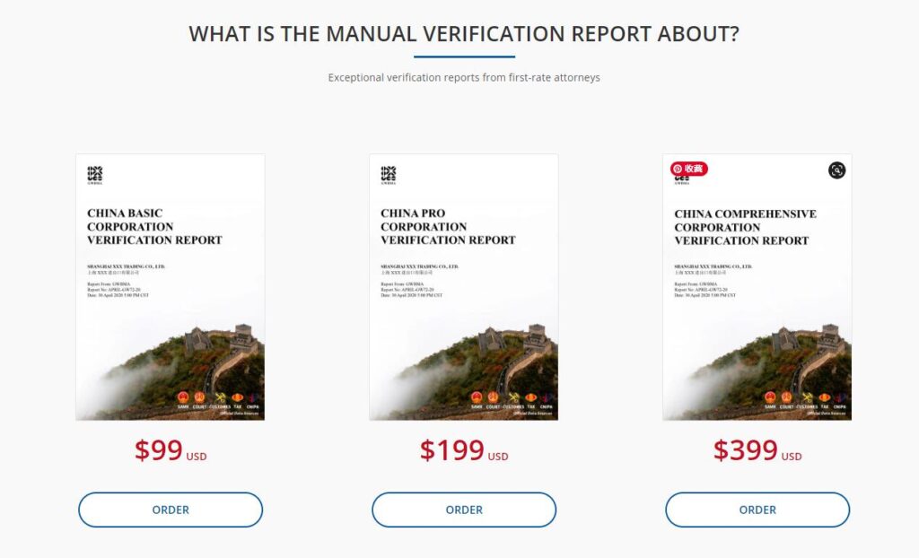 china company verification